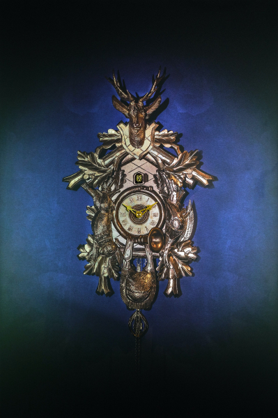 Romba-Echte-Kuckucksuhr-als-Wandbild-90cm-Blau-Gold-AL37-G