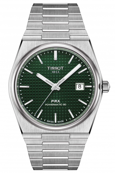 TISSOT-PRX-Powermatic-80-Herrenuhr-Silber-Gruen-Automatik-40mm-T137-407-11-091-00