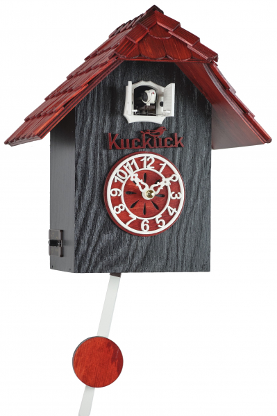 Trenkle-Kuckucksuhr-Rot-Schwarz-Quarz-28cm-3300-QM