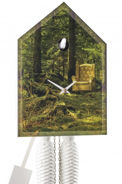 Romba-Kuckucksuhr-modern-Acrylfront-Design-gruen-mechanisches-8-Tage-Laufwerk-31cm-MH-LP33