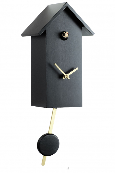Engstler-Kuckucksuhr-modern-schwarz-Echtholz-Quarz-Uhrwerk-29cm-360-13-Q