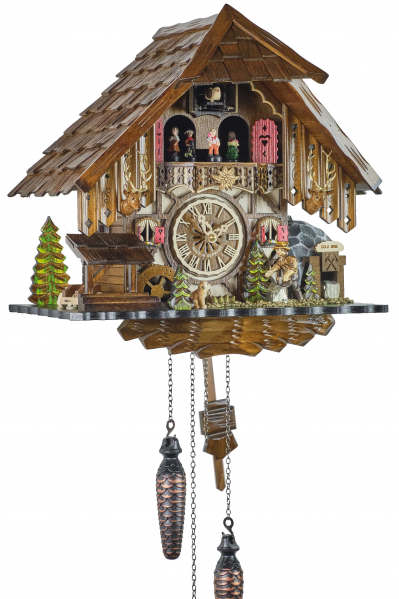 Engstler-Kuckucksuhr-Quarz-Musik-Gold-Mine-33cm-48721-QMT