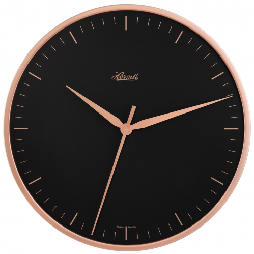Hermle-Wanduhr-Ros-gold-Schwarz-Quarz-40cm-30918-V52100