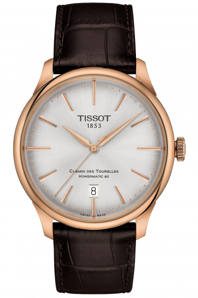 TISSOT -Chemin des Tourelles Powermatic 80 Herren-und Damenuhr Braun Automatik 39mm- T139.807.36.031.00