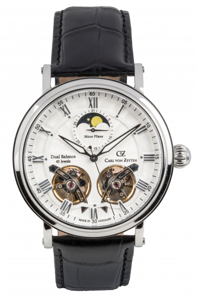 Carl-von-Zeyten-Murg-Herrenuhr-Schwarz-Silber-Mondphase-Saphirglas-Automatik-46mm-CVZ0054SLSR