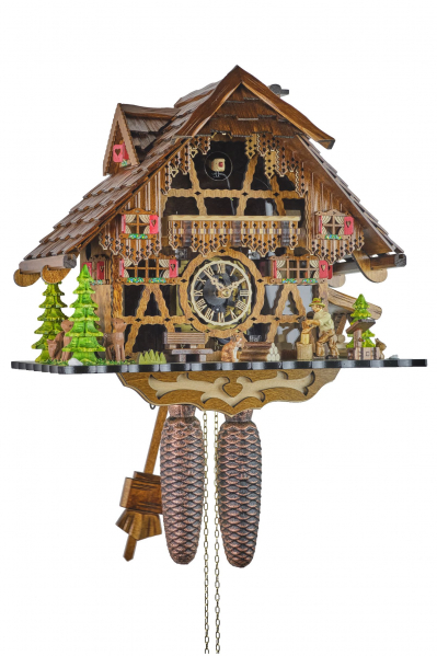 Engstler-Kuckucksuhr-Fachwerk-Acrylglas-Front-8-Tage-Laufwerk-35cm-2651-8