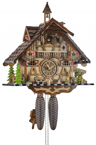 Engstler-Kuckucksuhr-Schwarzwaldhaus-mit-Fachwerk-8-Tage-Laufwerk-43cm-3651-8