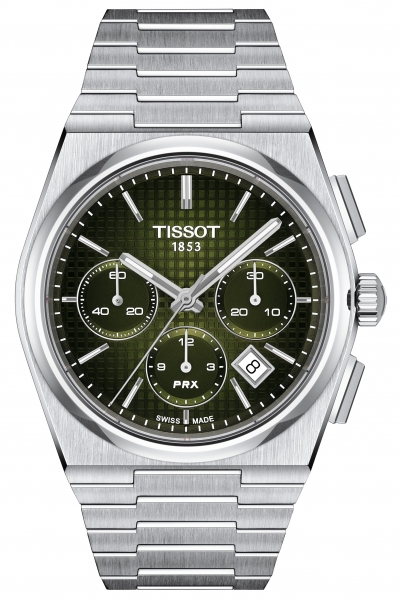 TISSOT-PRX-Automatic-Chronograph-Herrenuhr-Silber-Gruen-Automatik-Saphirglas-42mm-T137-427-11-091-00