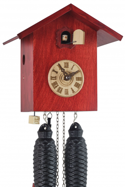Romba-Kuckucksuhr-Modern-rot-8-Tage-Laufwerk-20cm-SK34-3