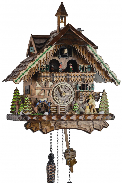 Engstler-Kuckucksuhr-Holzhacker-Quarzwerk-mit-Musik-43cm-3801-QMT