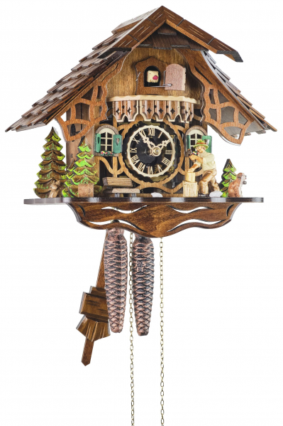 Engstler-Kuckucksuhr-24-Stunden-Laufwerk-Schwarzwaldhaus-mit-Holzhacker-27cm-2161