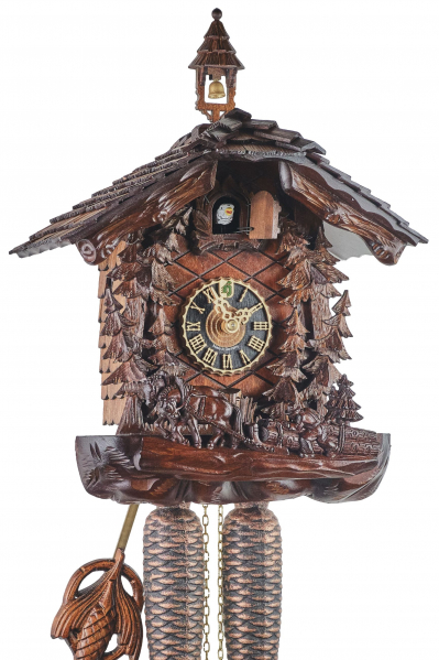 Hoenes-Kuckucksuhr-8-Tage-Laufwerk-Holzschleipfer-36cm-891-3NU