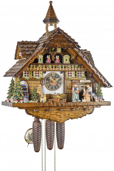 Hoenes-Kuckucksuhr-8-Tage-Laufwerk-Musik-Schnitzerstube-60cm-86763T