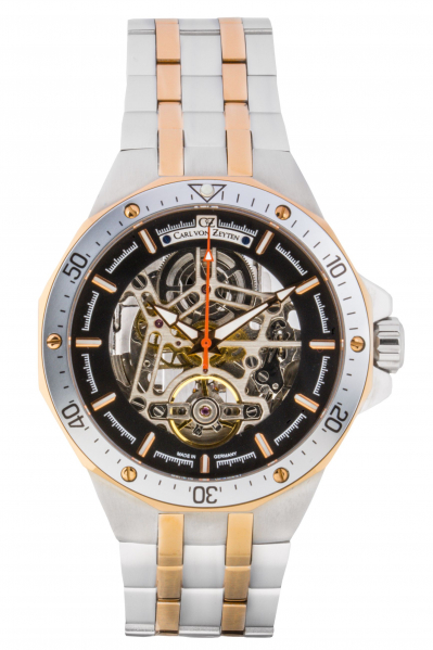 Carl-von-Zeyten-Urberg-Herrenuhr-Bicolor-Schwarz-Skelettuhrwerk-Saphirglas-Automatik-46mm-CVZ0094RBKM