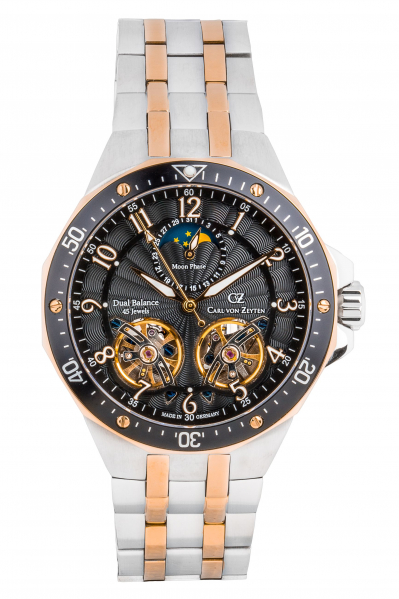 Carl-von-Zeyten-Kirchzarten-Herrenuhr-Bicolor-Schwarz-Mondphase-Saphirglas-Automatik-46mm-CVZ0093RBKM