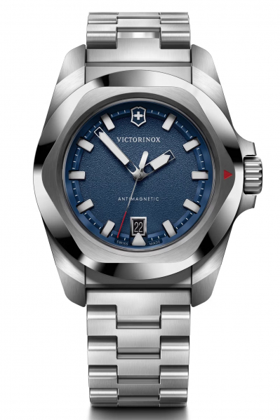 Victorinox-I-N-O-X--Herrenuhr-Silber-Blau-Quarz-41mm-242031
