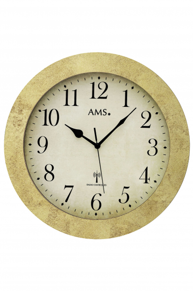 AMS-AMS-Funk-Wanduhr-Holz-Messing-35cm-5560MS