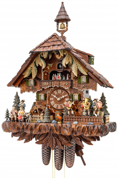 Hekas-Kuckucksuhr-8-Tage-Laufwerk-Musik-Haus-Musikanten-63cm-3756-8-EX