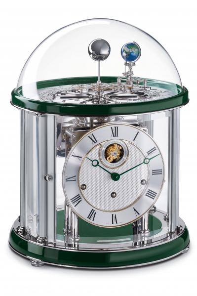 Hermle-Tellurium-Tourbillon-Gruen-Nickel-8-Tage-Laufwerk-35cm-23070-V10352