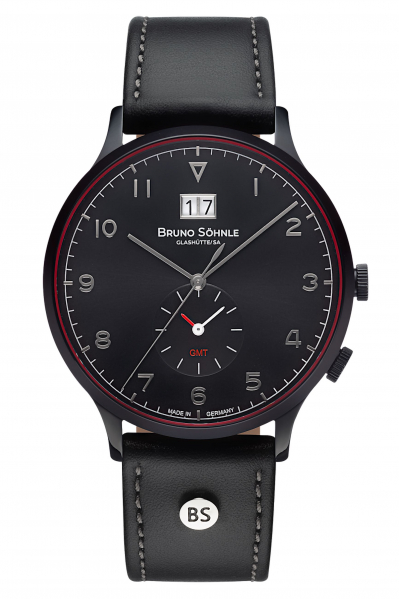 Bruno-Soehnle-Brunello-GMT-Herrenuhr-Schwarz-Datum-Saphirglas-Quarz-41mm-17-73239-721