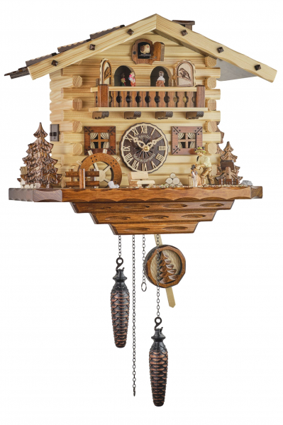 Engstler-Kuckucksuhr-Quarz-Laufwerk-Musik-Chalet-Naturholz-33cm-3901-QMT