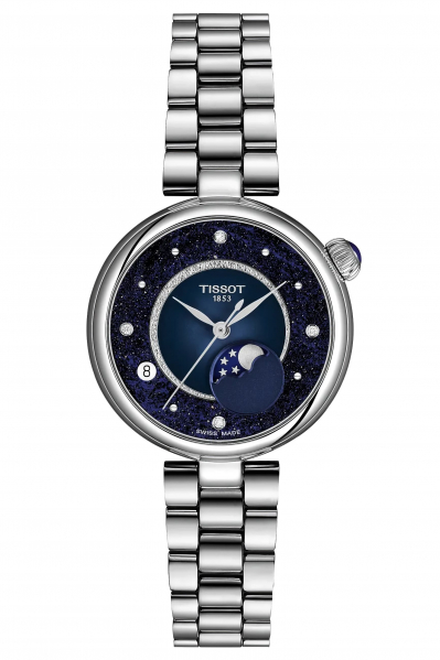 TISSOT-Desir-Damenuhr-Silber-Blau-Datum-Mondphase-Saphirglas-Quartz-30mm-T152-223-11-496-00