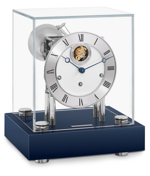 Hermle-Tischuhr-Houston-Chrom-Blau-Tourbillon-Westminster-Mechanisch-30cm-22860-V30352