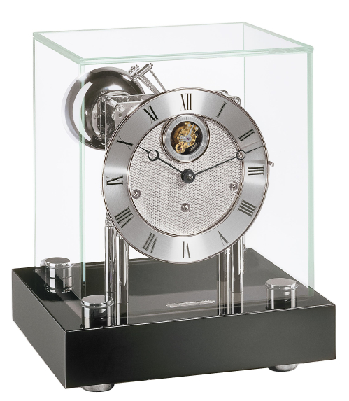 Hermle-Tischuhr-Houston-Chrom-Schwarz-Tourbillon-Westminster-Mechanisch-30cm-22860-740352