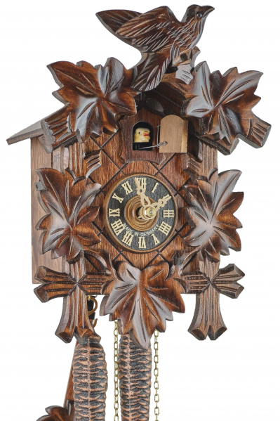 Trenkle-Kuckucksuhr-mechanisch-1-Tag-Laufwerk-nussbraun-Fuenflaub-23cm-1100-NU