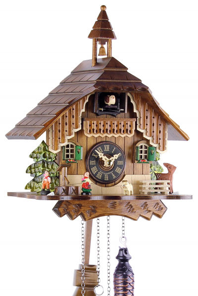 Engstler-Kuckucksuhr-Quarzwerk-Batteriebetrieben-Schwarzwaldhaus-29cm-429-Q