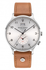 Bruno-Soehnle-Brunello-GMT-Herrenuhr-Braun-Silber-Datum-Saphirglas-Quarz-41mm-17-13239-221