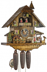 Hoenes-Kuckucksuhr-8-Tage-Musik-Trachtenfrau-Kuh-Haus-46cm-86777T