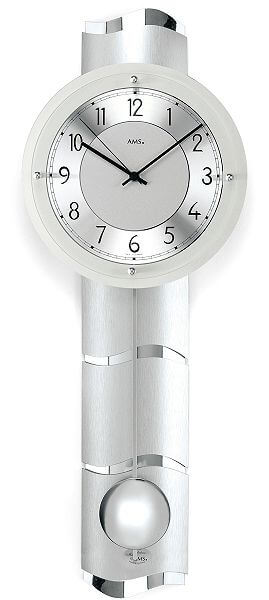AMS Uhr mit Funk-Pendelwerk - Chrom - AMS 5215