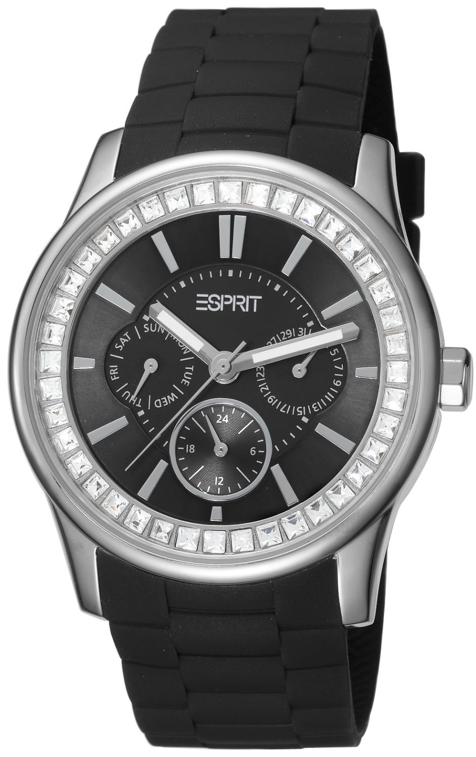 Silberne Damenuhr mit schwarzem Armband von Esprit - Esprit -starlite- ES105442006