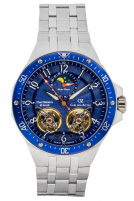 Carl von Zeyten -Kirchzarten Herrenuhr Silber Blau Mondphase Saphirglas Automatik 46mm- CVZ0093BLMS