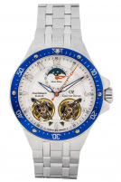 Carl von Zeyten -Kirchzarten Herrenuhr Silber Wei Mondphase Saphirglas Automatik 46mm- CVZ0093WHMS