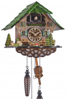 Engstler -Kuckucksuhr Quarz Laufwerk Musik mit gr�nem Dach 26cm- 342 QM
