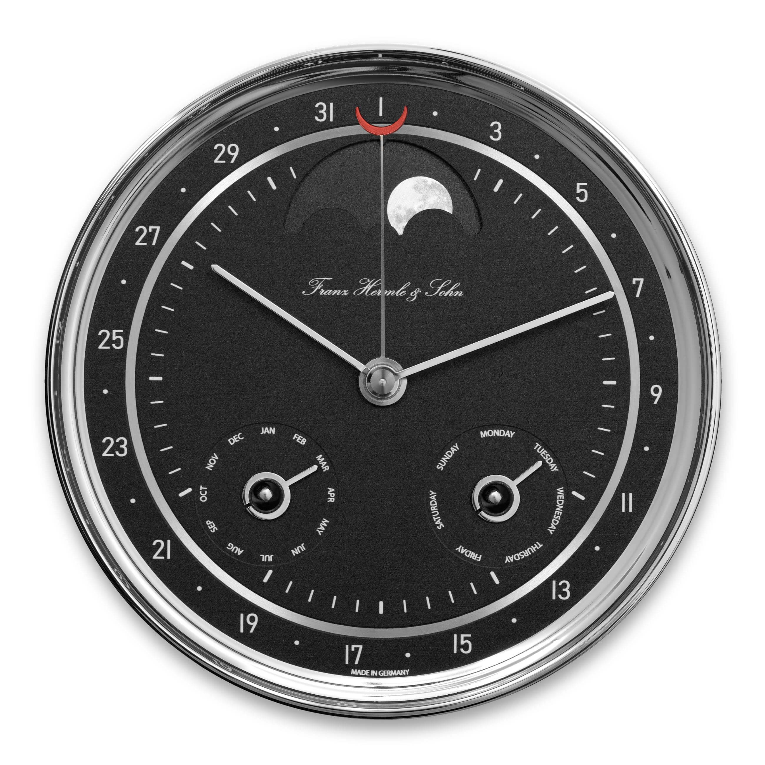 Hermle -Wanduhr Hermle Mornington II Schwarz 8-Tage 1/2 Stundenschlag- 71027-740058