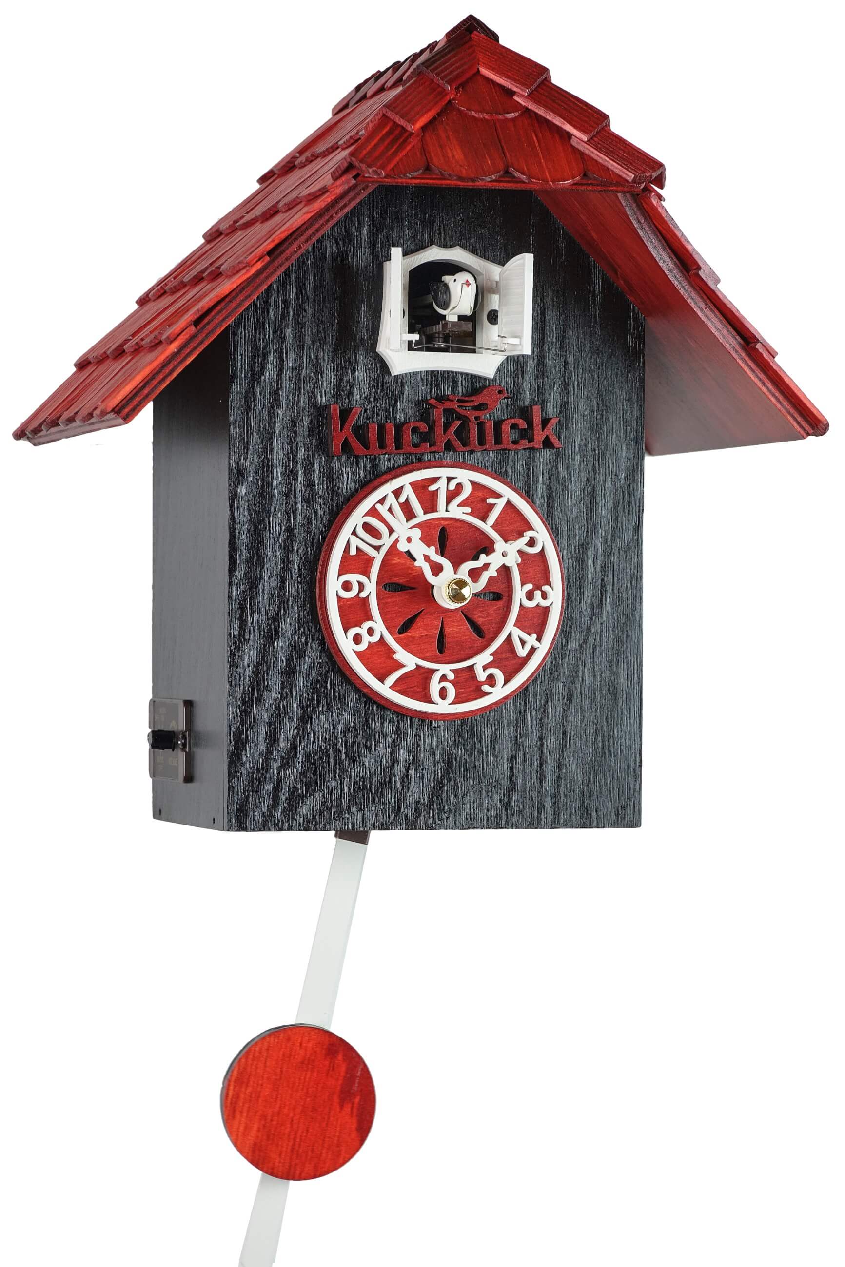 Trenkle -Kuckucksuhr Rot Schwarz Quarz 28cm- 3300 QM