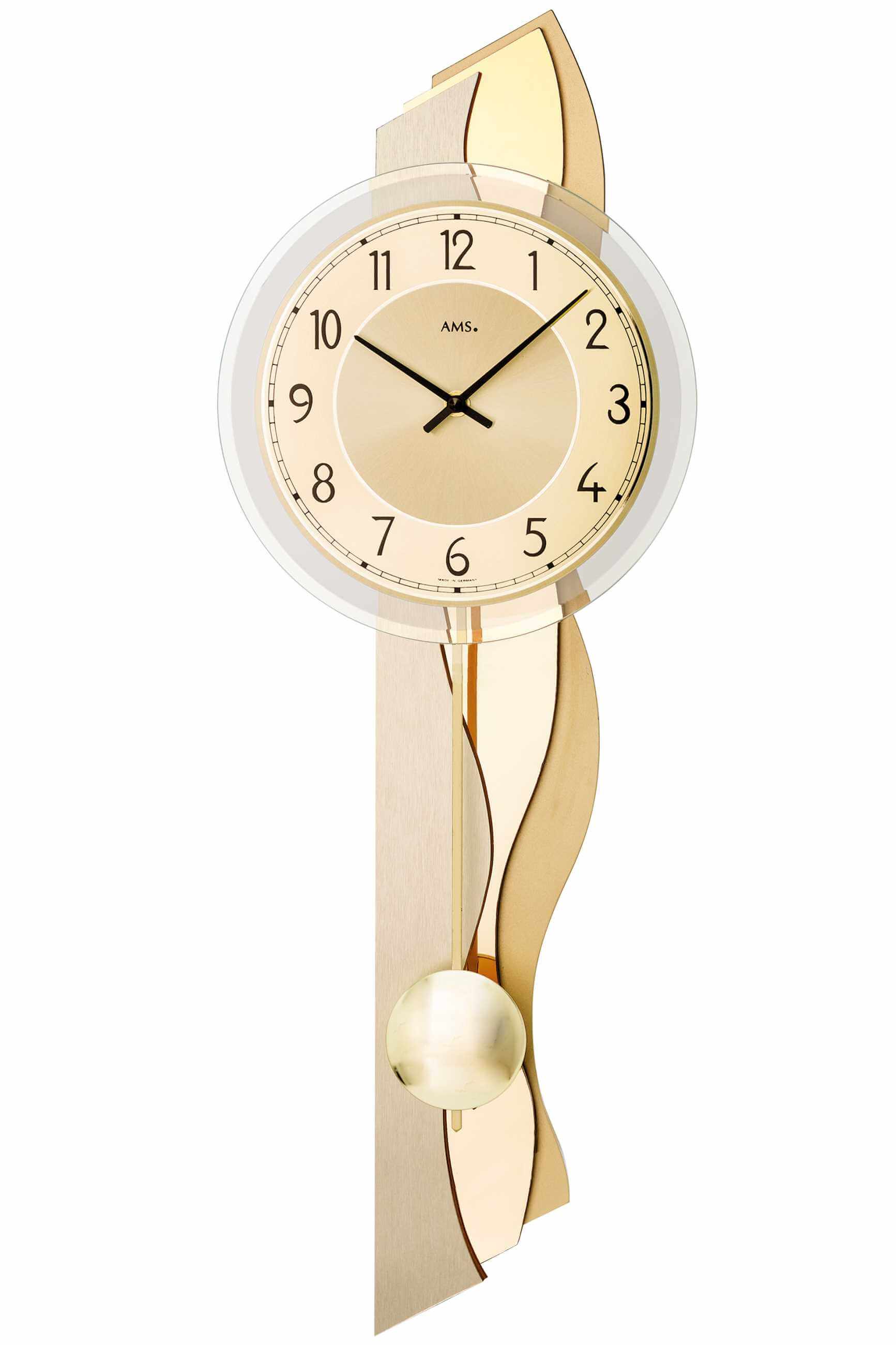 AMS -Pendulum clock brass quartz 64cm- 7477
