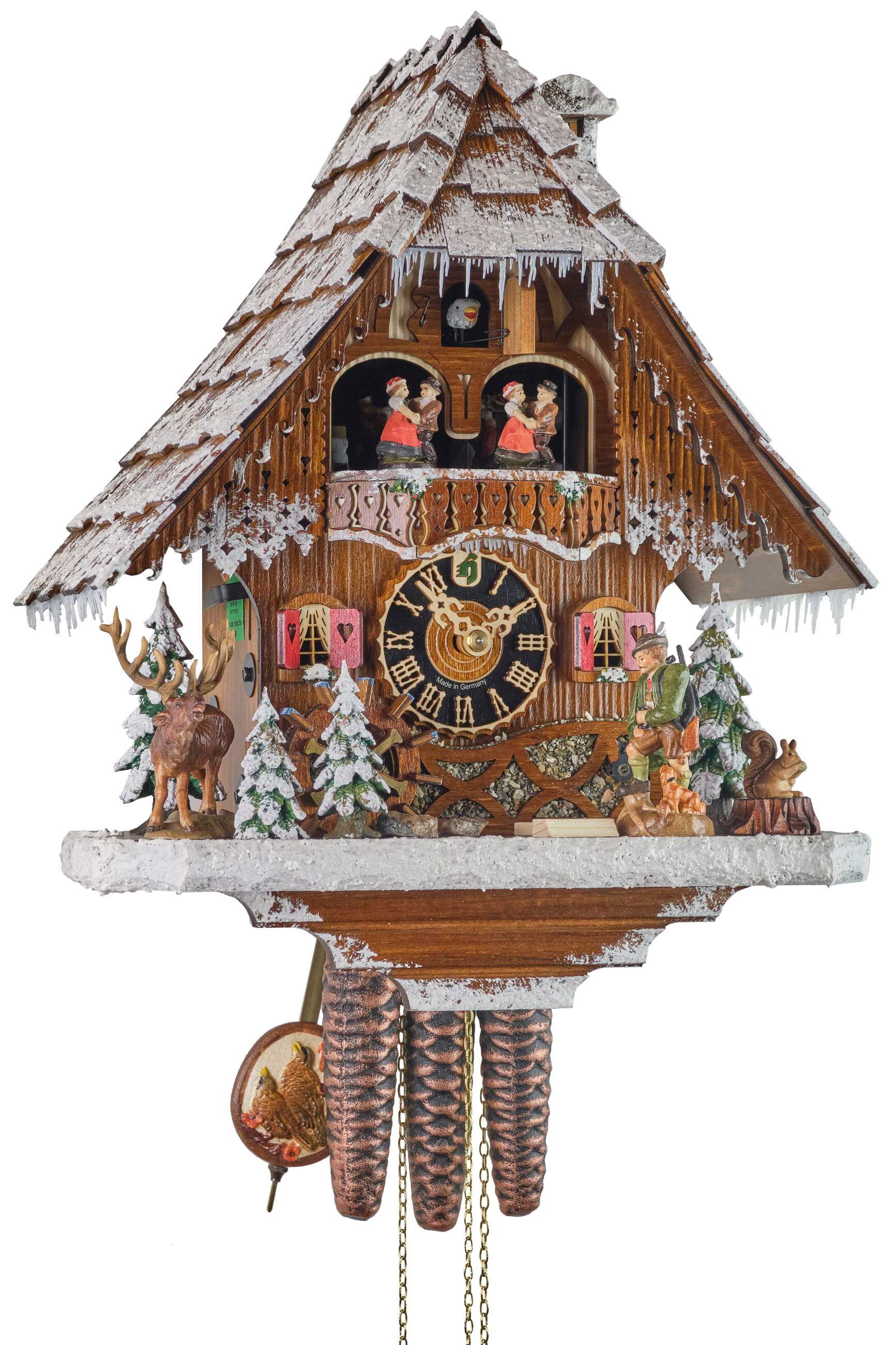 Hönes -Cuckoo clock winter house 24 hours movement music 37cm- 6209TWI