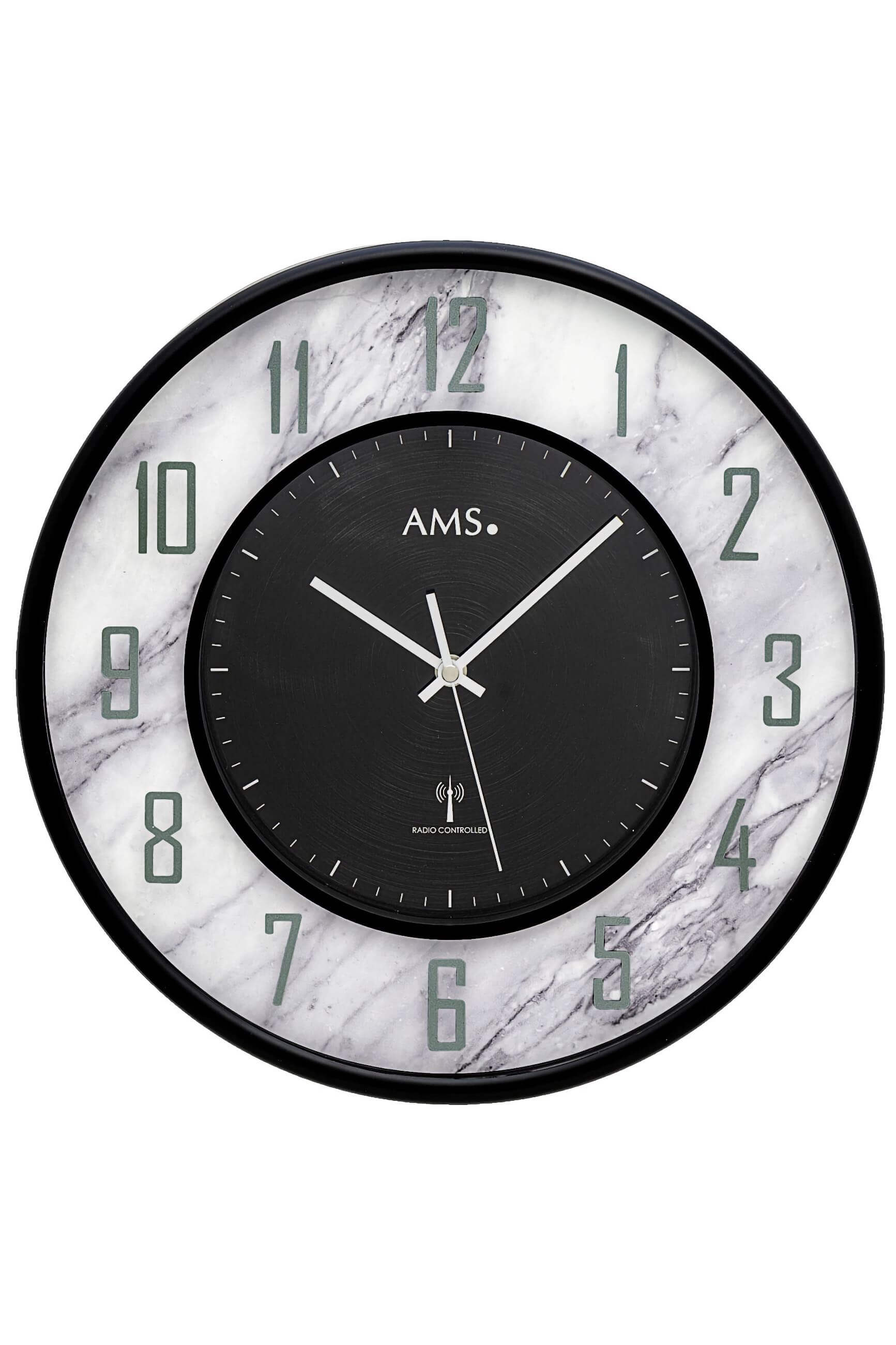 AMS -AMS Funk Wanduhr Marmoroptik 34cm- 5588A