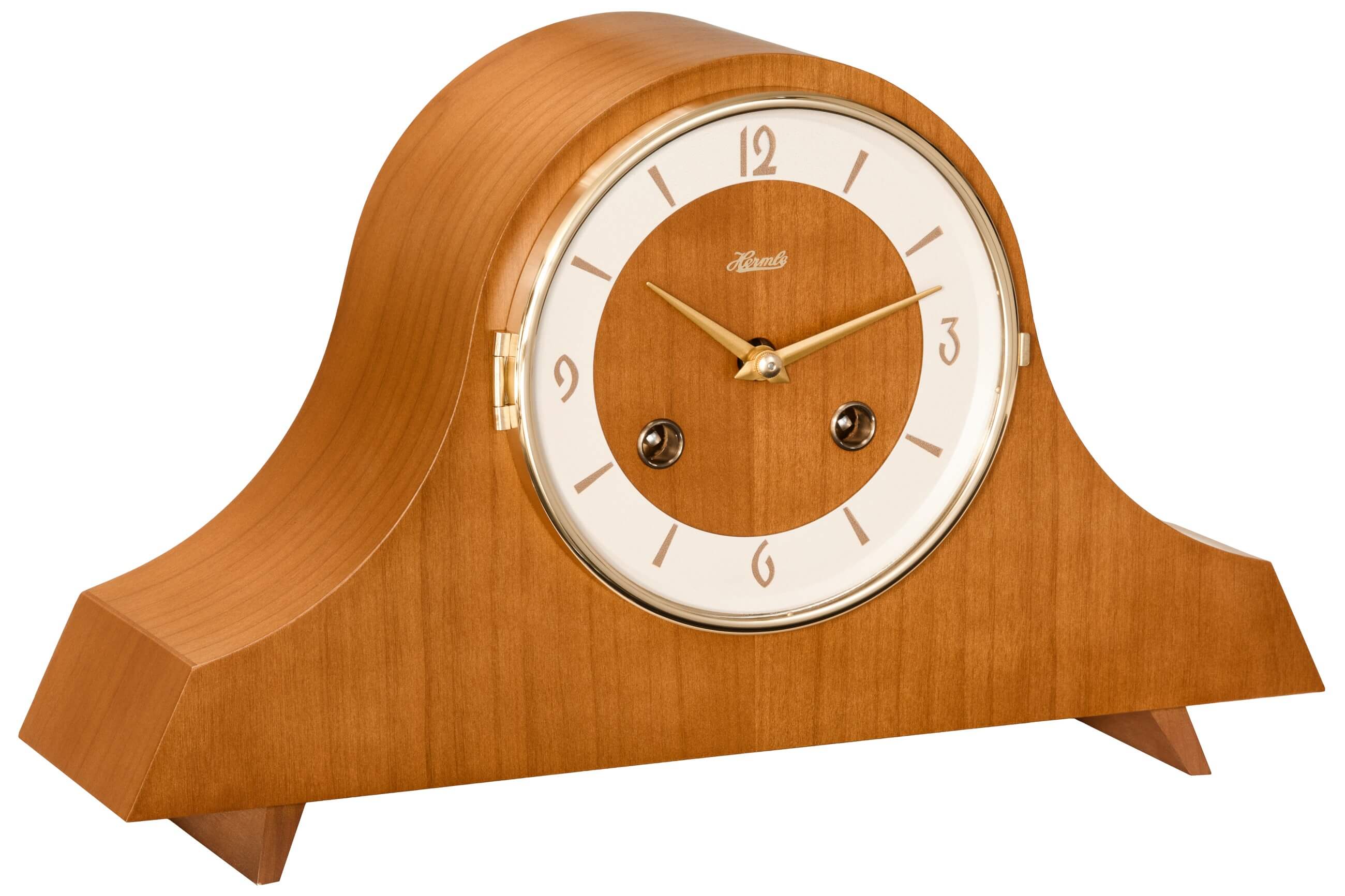 Hermle -table clock retro design cherry wood mechanical half hour strike on gong bars 32cm- 21154-160130