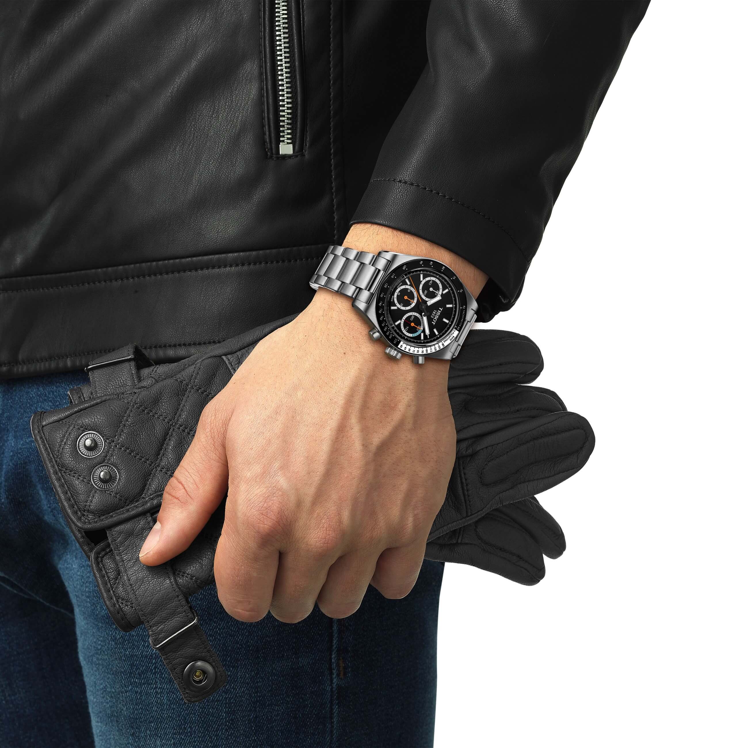 TISSOT -PR516 Mechanical Chronograph Herrenuhr Silber Schwarz Mechanisch Saphirglas 41mm- T149.459.21.051.00