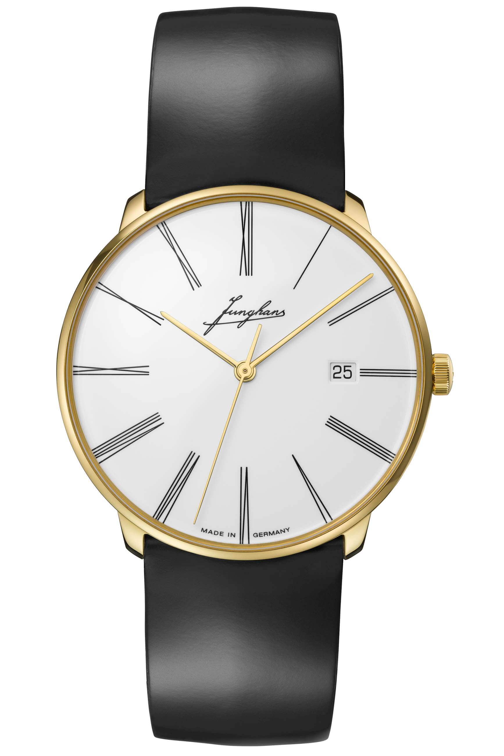 Junghans -Meister fein Automatic Edition Erhard Men's Watch Black Yellow Gold Sapphire Crystal 40mm- 027/9301.00