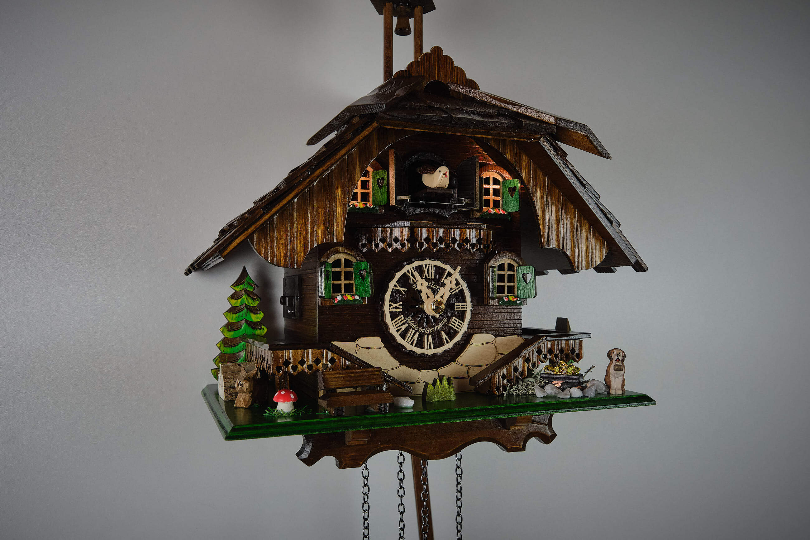 Engstler -cuckoo clock with illumination house quartz movement 34cm- 444/50 QM