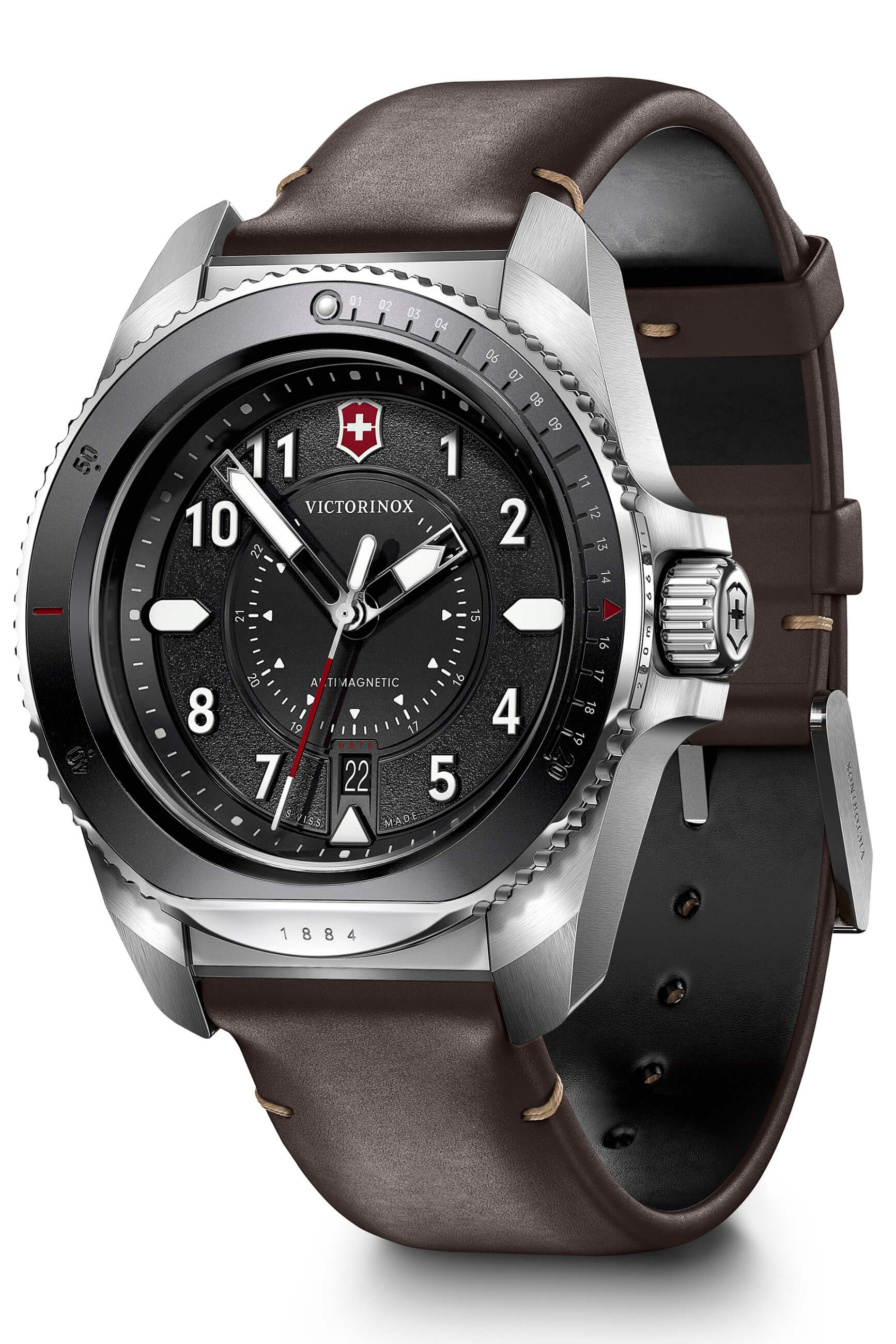 Victorinox -Journey 1884 Herrenuhr Braun Quarz Saphirglas 43mm- 241976.1