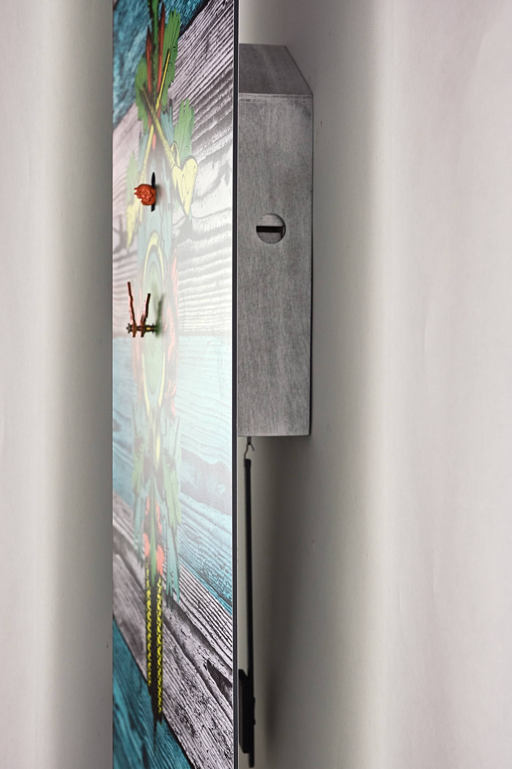 Romba -Real cuckoo clock as wall picture 90cm turquoise- AL37-BL