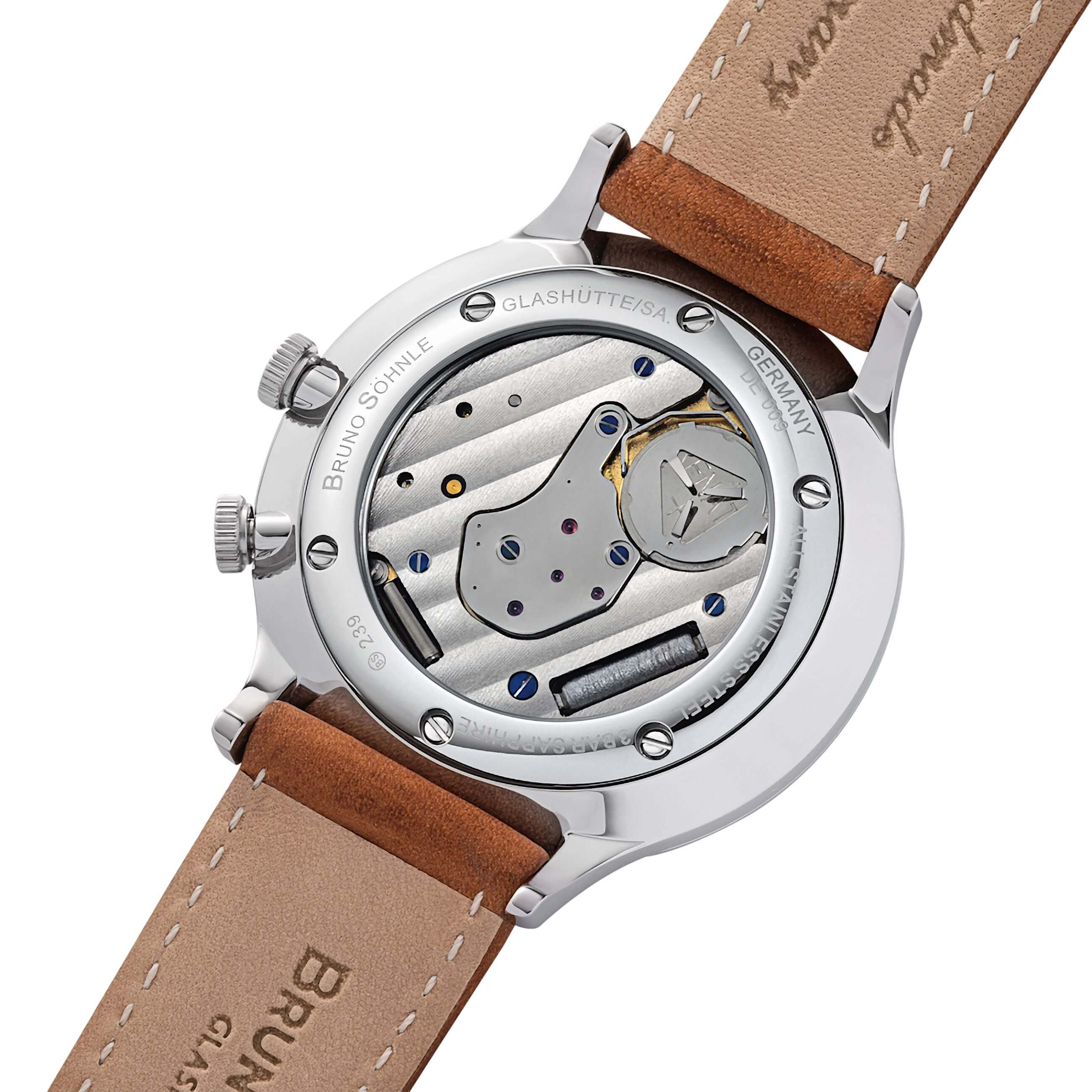 Bruno Söhnle -Brunello GMT Herrenuhr Braun Silber Datum Saphirglas Quarz 41mm- 17-13239-221