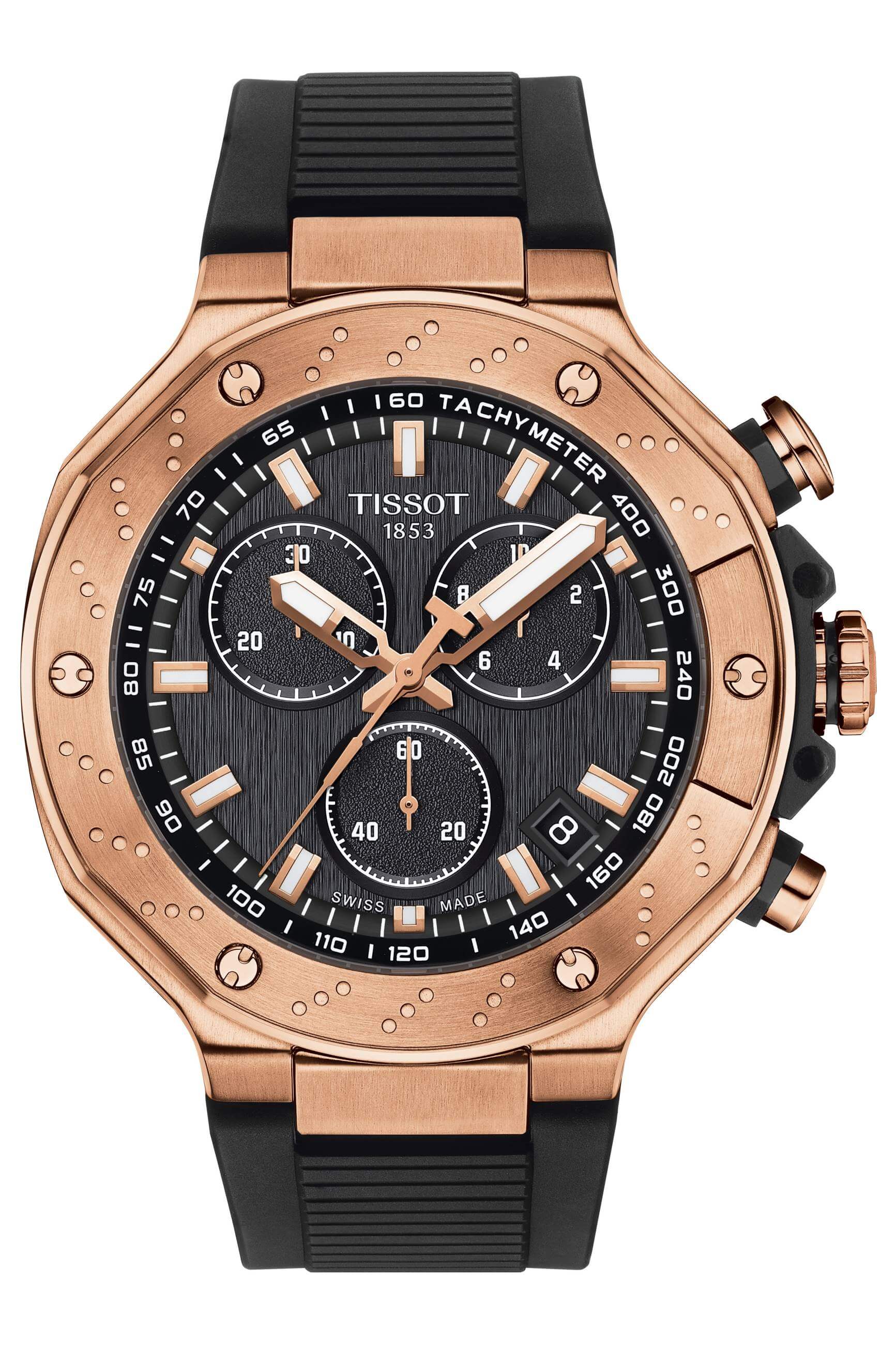 TISSOT -T-Race Chronograph Herrenuhr Schwarz Roségold Chronograph Quarz Saphirglas 45mm- T141.417.37.051.00